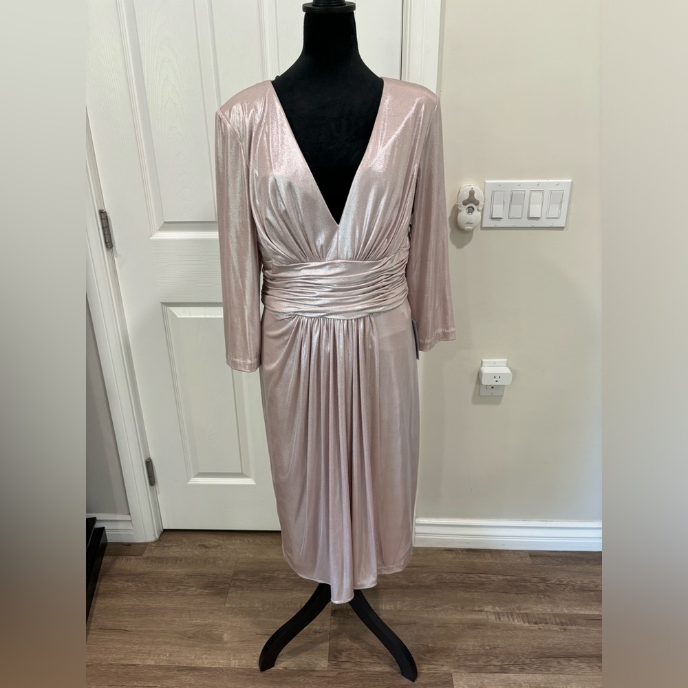 Vince Camuto pink metallic cocktail dress